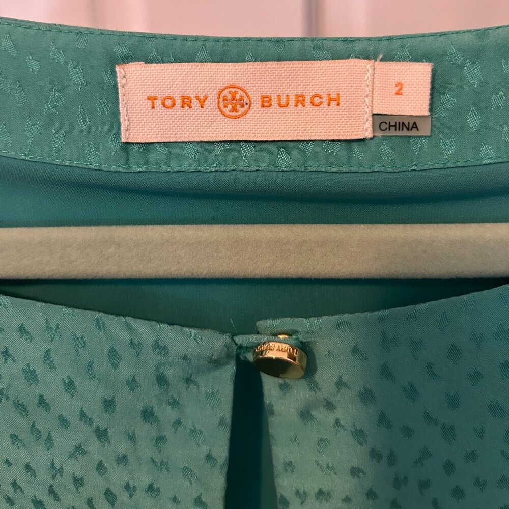 Tory Burch Emerald Green Jacquard Silk Shift Dress - Timeless Vintage Vibe - Picture 4 of 5
